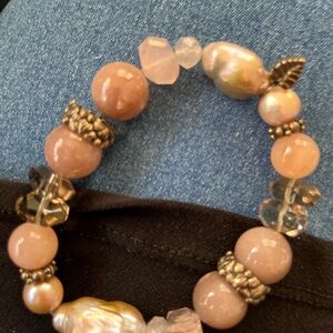 Stephen Dweck Pink Heart Shaped Beaded Bracelet